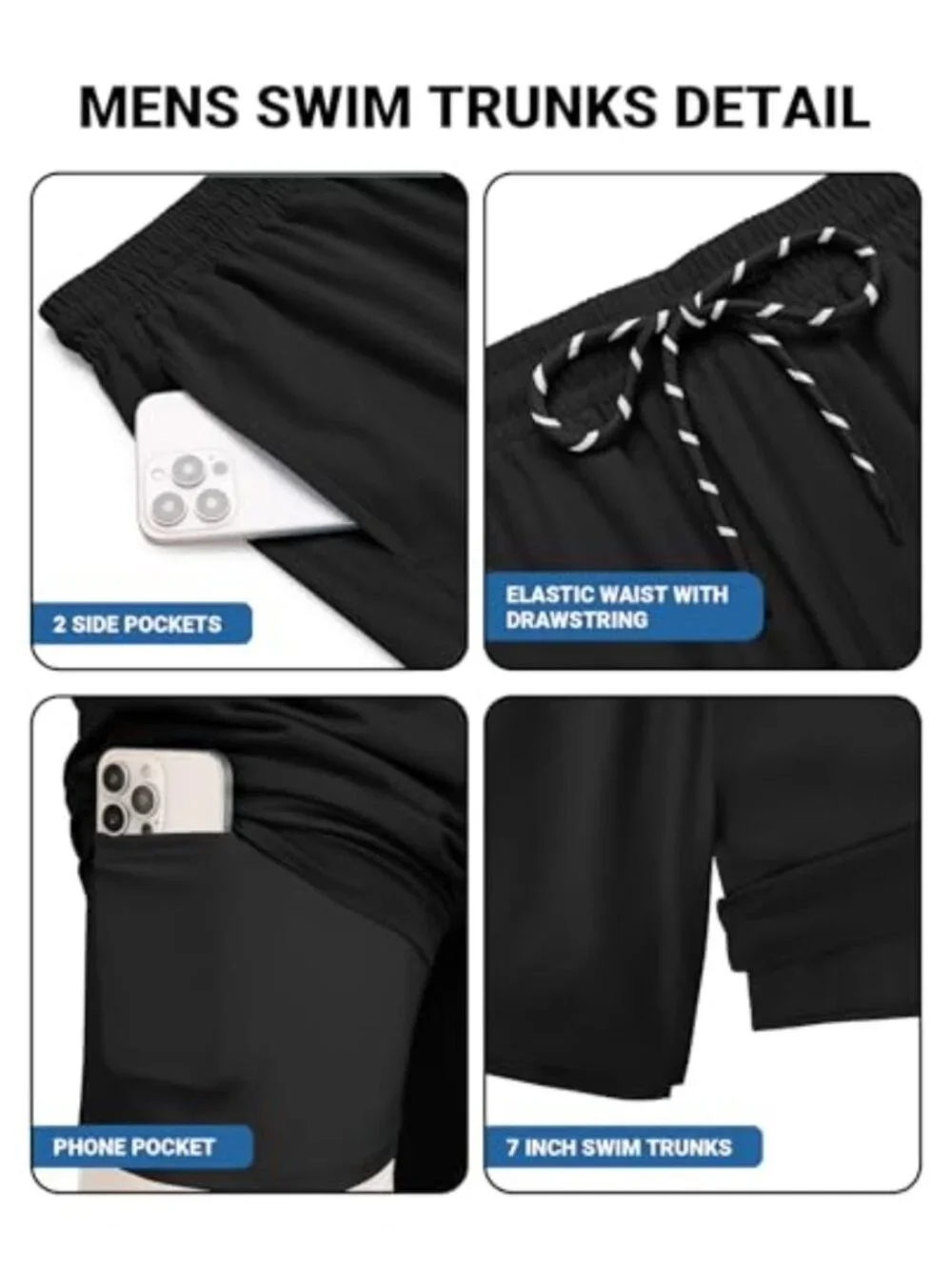 Men's 2 in 1 Quick Dry Swim Trunks 7